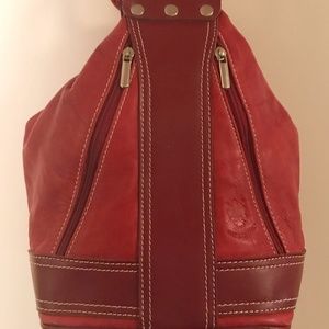 Red Italian Leather Backpack
